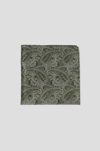 Grøn & hvid lommeklud med paisley PVD