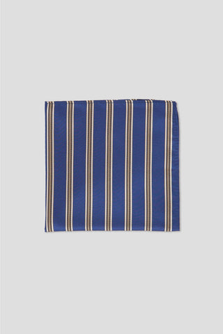 Blå & champagne lommeklud med striber PVD
