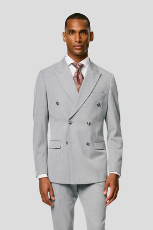 PRESTIGE lysegrå dobbeltradet blazer