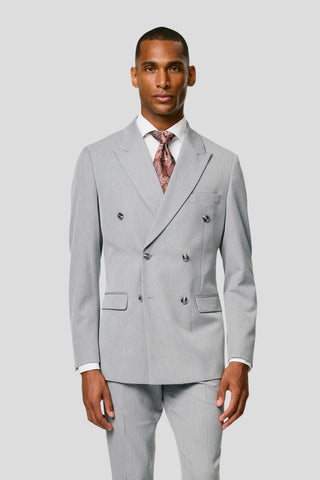 PRESTIGE lysegråt dobbeltradet jakkesæt MBO