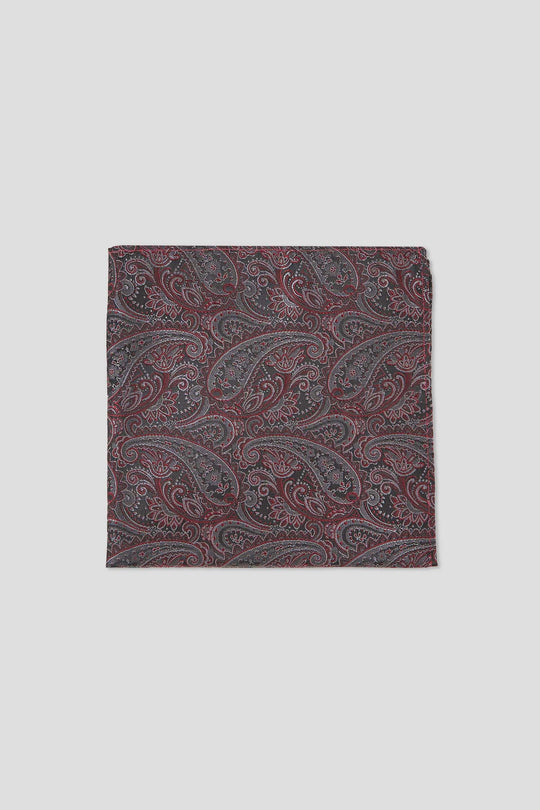 Sort & rød lommeklud med paisley PVD