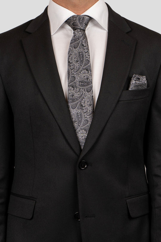 Sort & hvid lommeklud med paisley PVD