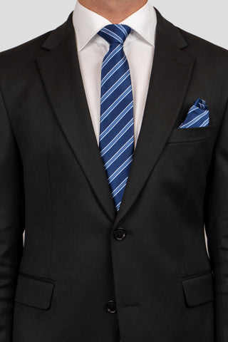 Blå & hvid stribet slips PVD