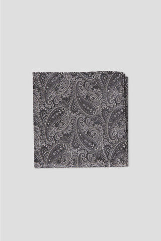 Sort & hvid lommeklud med paisley PVD