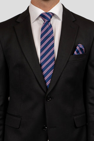 Blå & rød stribet slips PVD