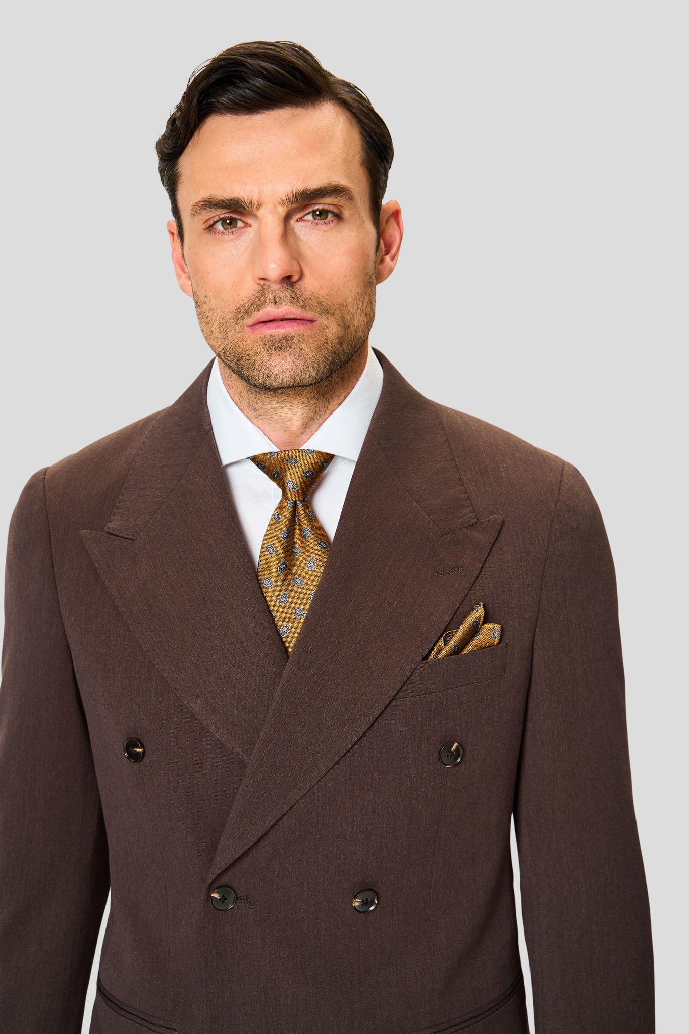 PRESTIGE mørkebrun dobbeltradet blazer MBO