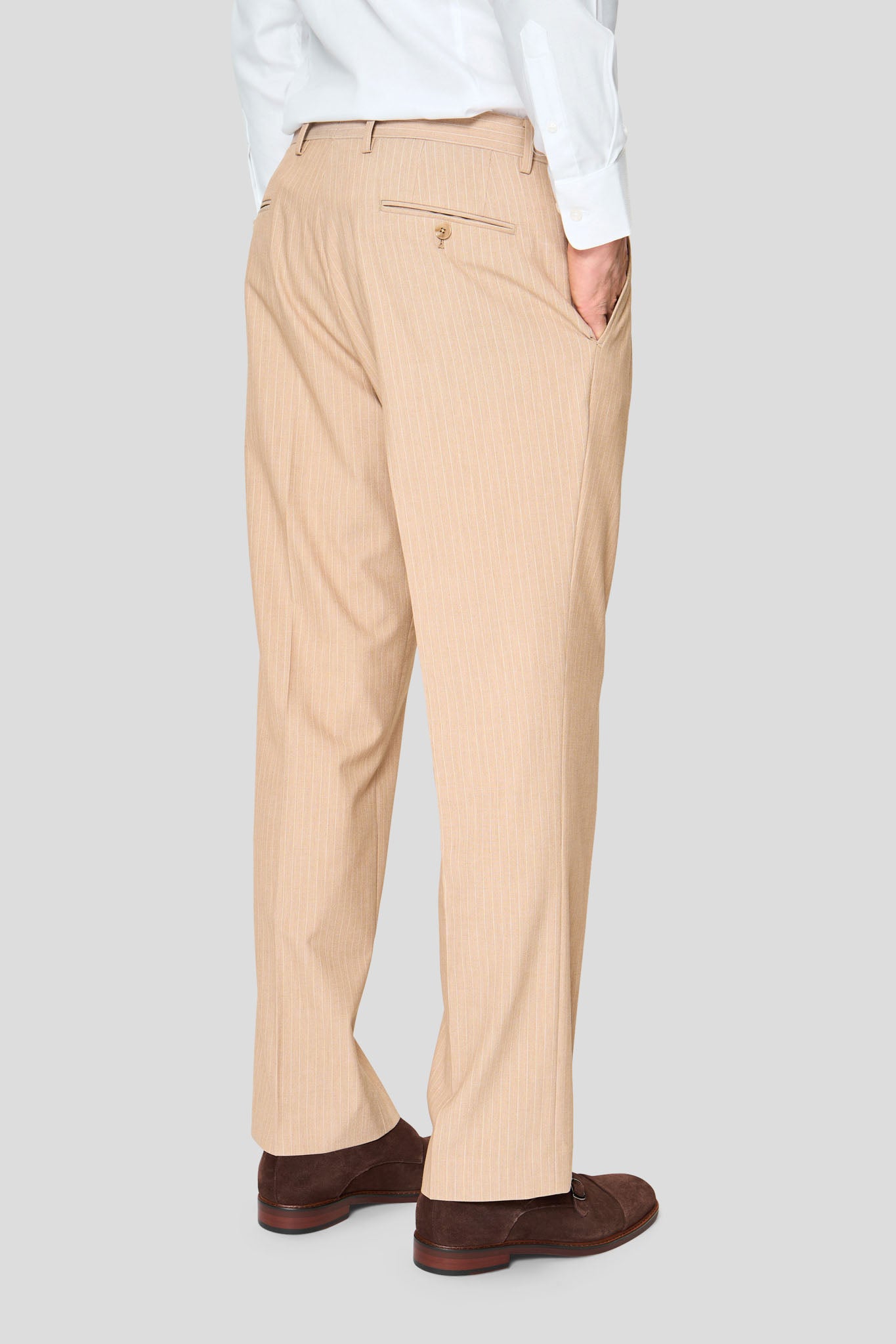 PRESTIGE sand jakkesæt med nålestriber PRESTIGE