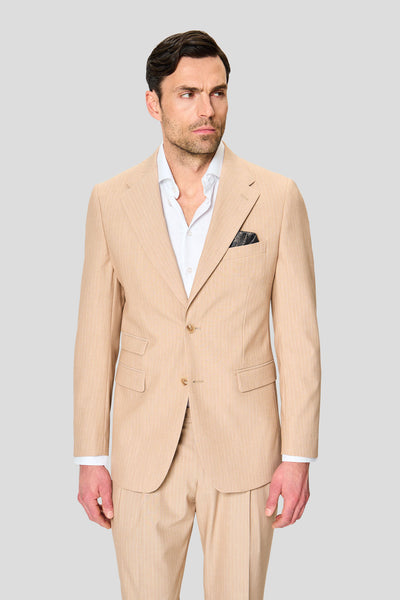 PRESTIGE sand jakkesæt med nålestriber