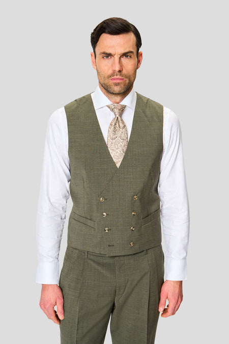 EXCLUSIVE grøn meleret dobbeltradet vest