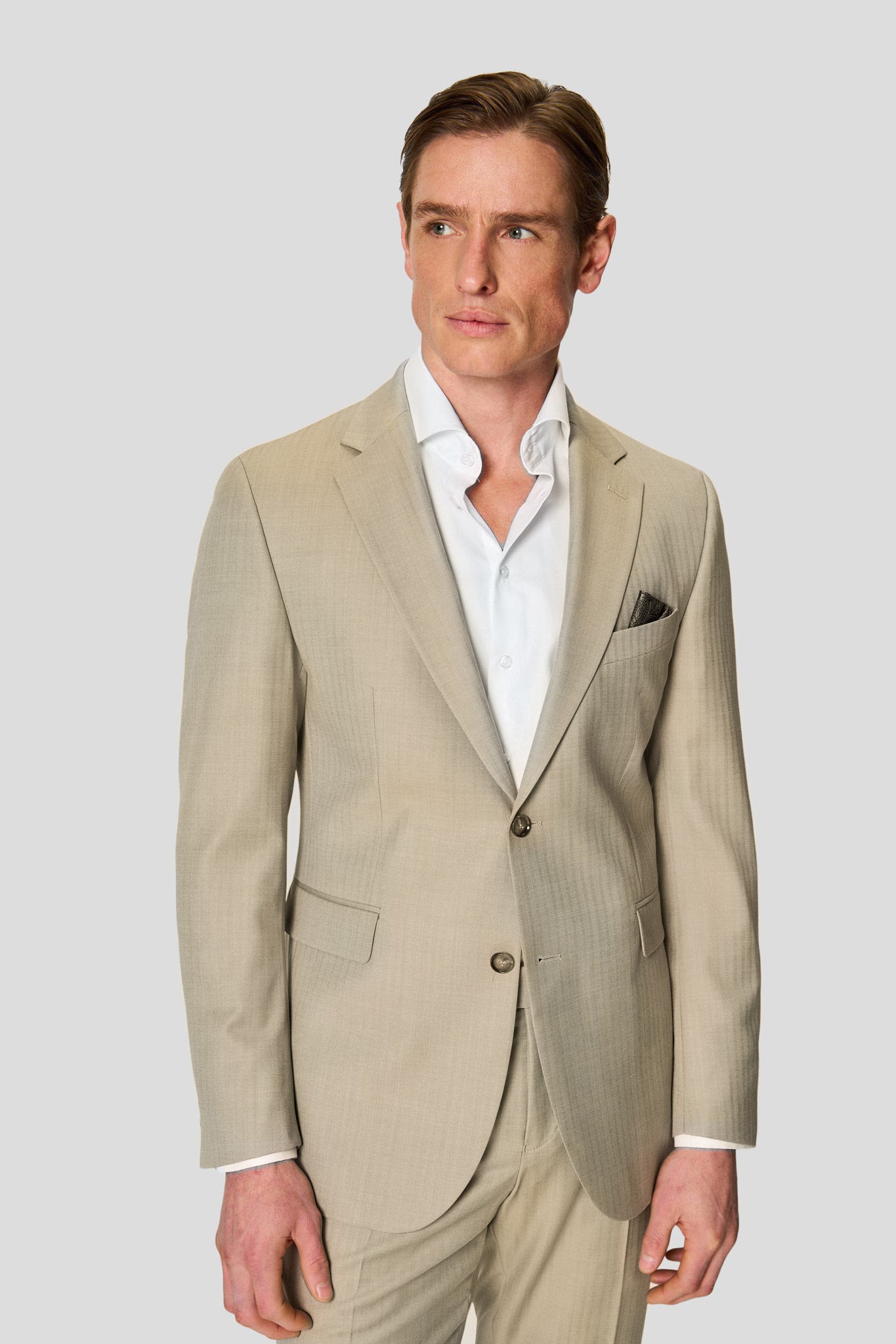 HERITAGE beige jakkesæt med sildeben