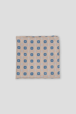 Beige & blåt blomstret lommeklud