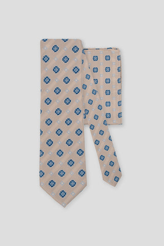 Slips & lommekluds pakke (Beige & blåt blomstret) suitclub.dk