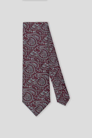 Bordeaux & hvidt paisley slips PVD