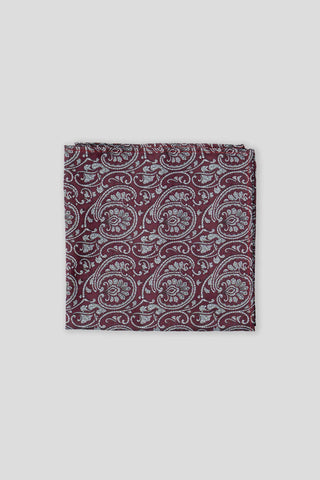 Bordeaux & hvid paisley lommeklud PVD