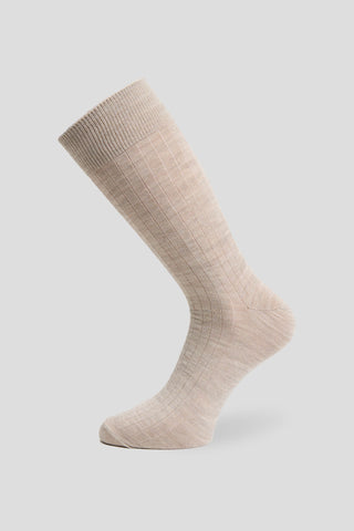 Exclusive lysebrun ribbed uldstrømper Lindner