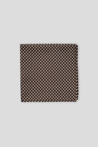 Brunt & beige geometrisk lommeklud PVD