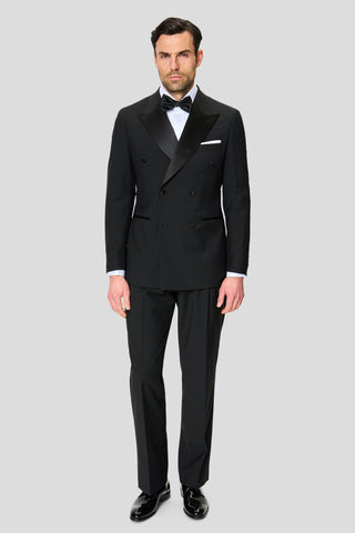 PREMIUM sort dobbeltradet smoking jakkesæt