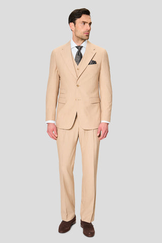 PRESTIGE sand three-piece jakkesæt med nålestriber PRESTIGE