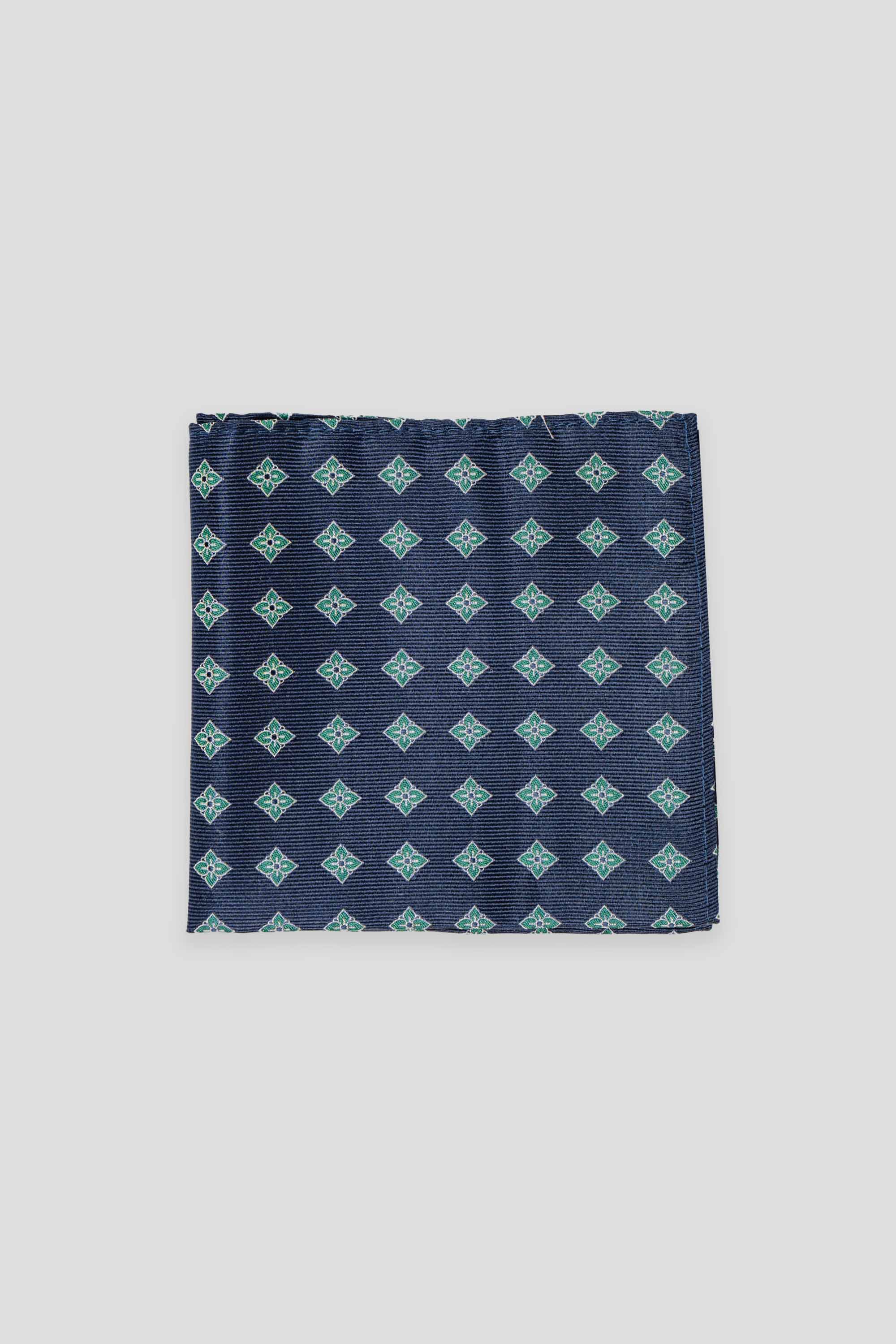 Mørkegrøn blomstret silkelommeklud PVD