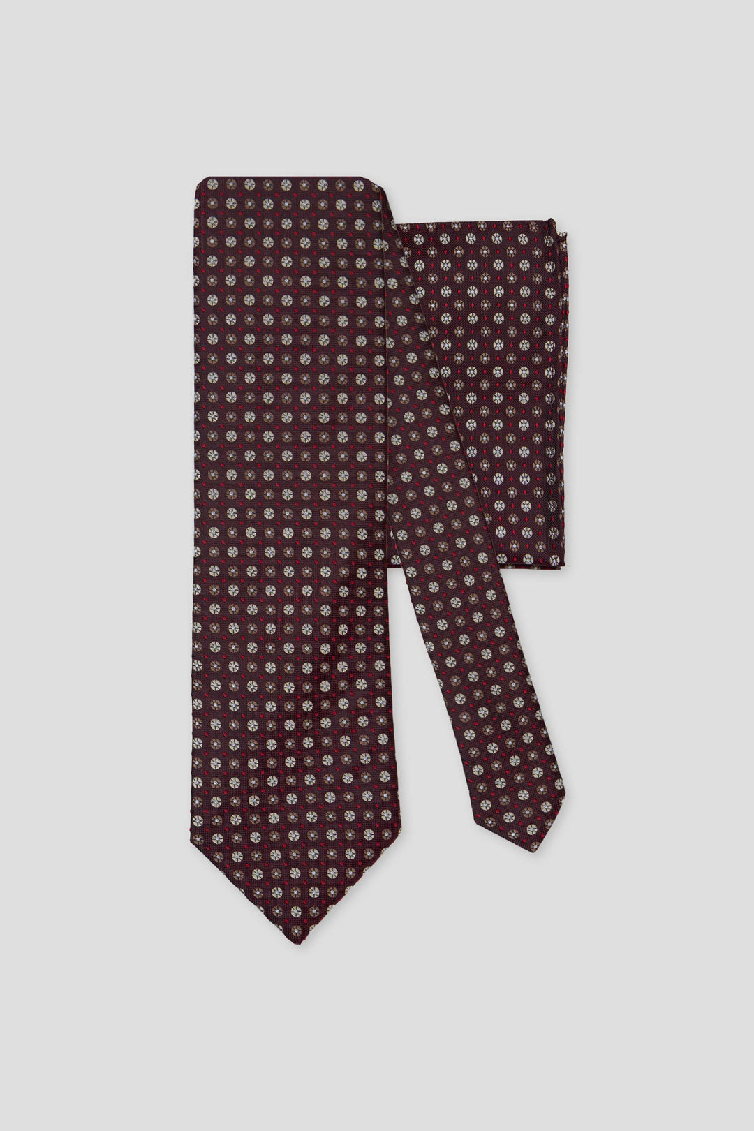 Slips og lommekluds pakke (Bordeaux blomstret i silke) suitclub.dk