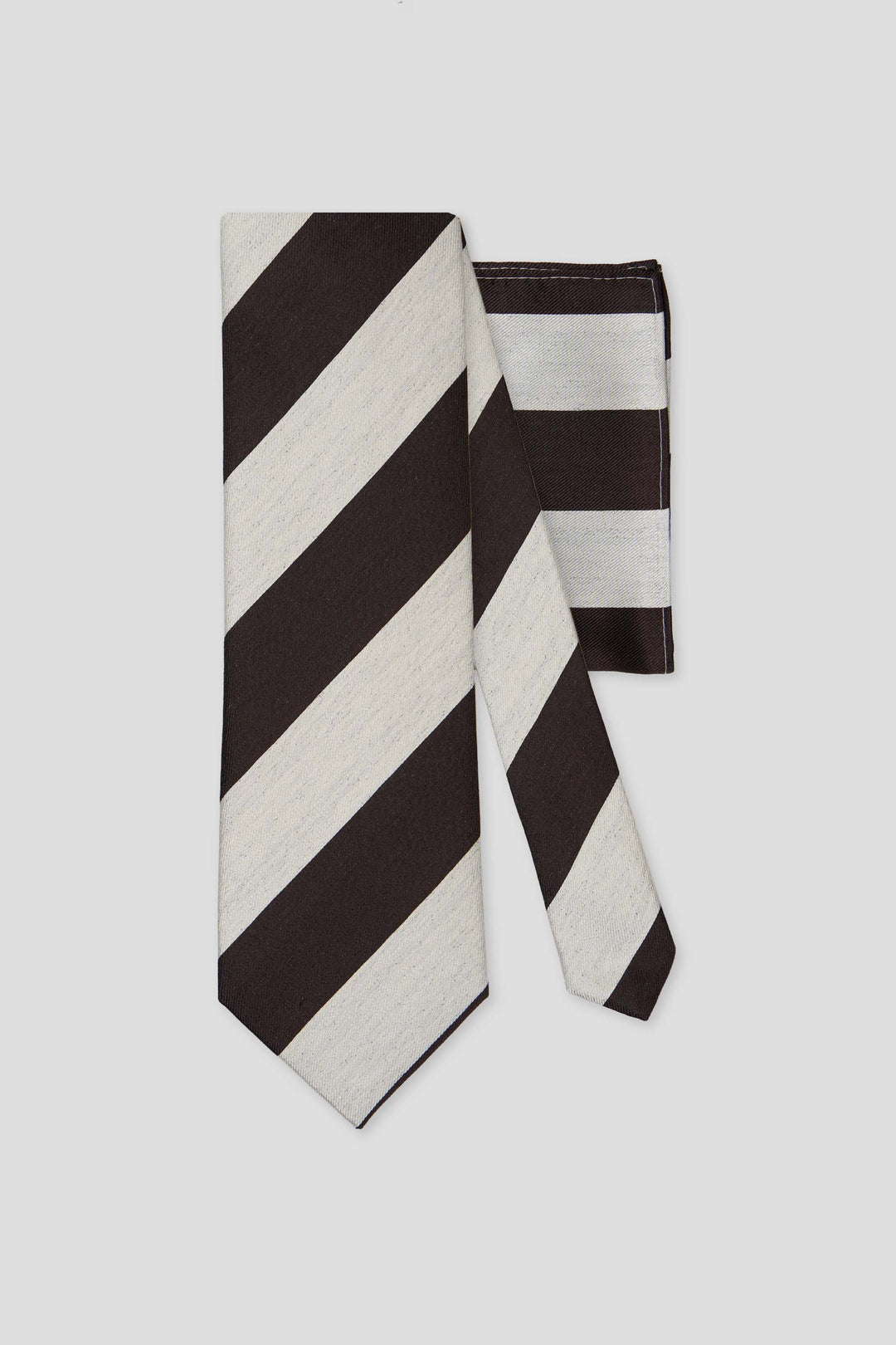 Slips og lommekluds pakke (Brunt stribet i silke) suitclub.dk